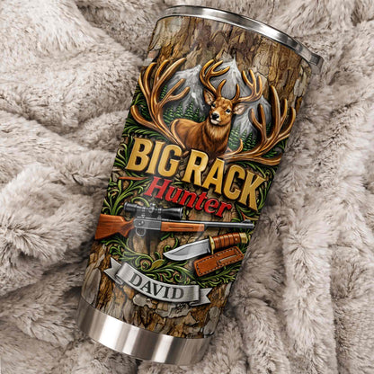 Big Rack Hunter Deer Antlers With Rifle And Hunting Knife - Personalized Custom Stainless Steel Tumbler 20oz 30oz - HTG019_TB