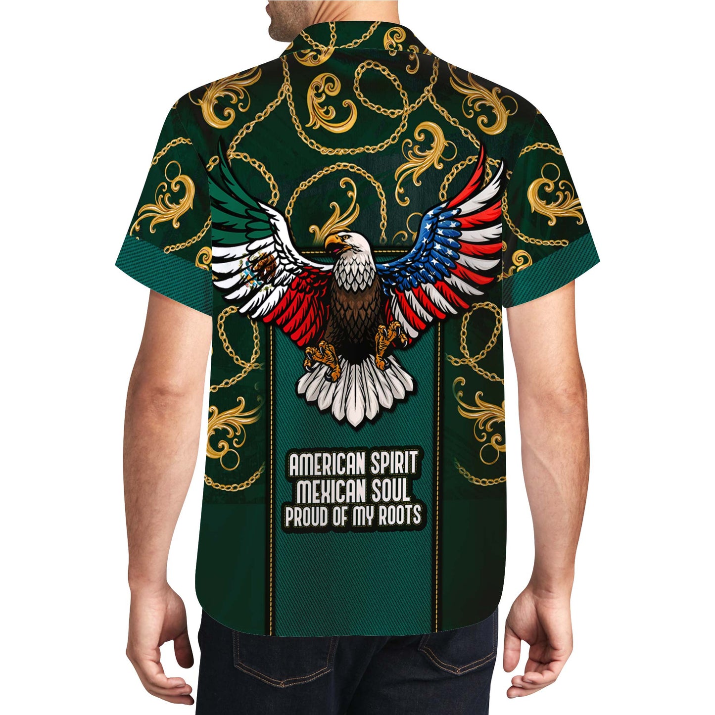 Espíritu americano, alma mexicana, orgulloso de mis raíces - Camisa hawaiana unisex personalizada - HW_MX48