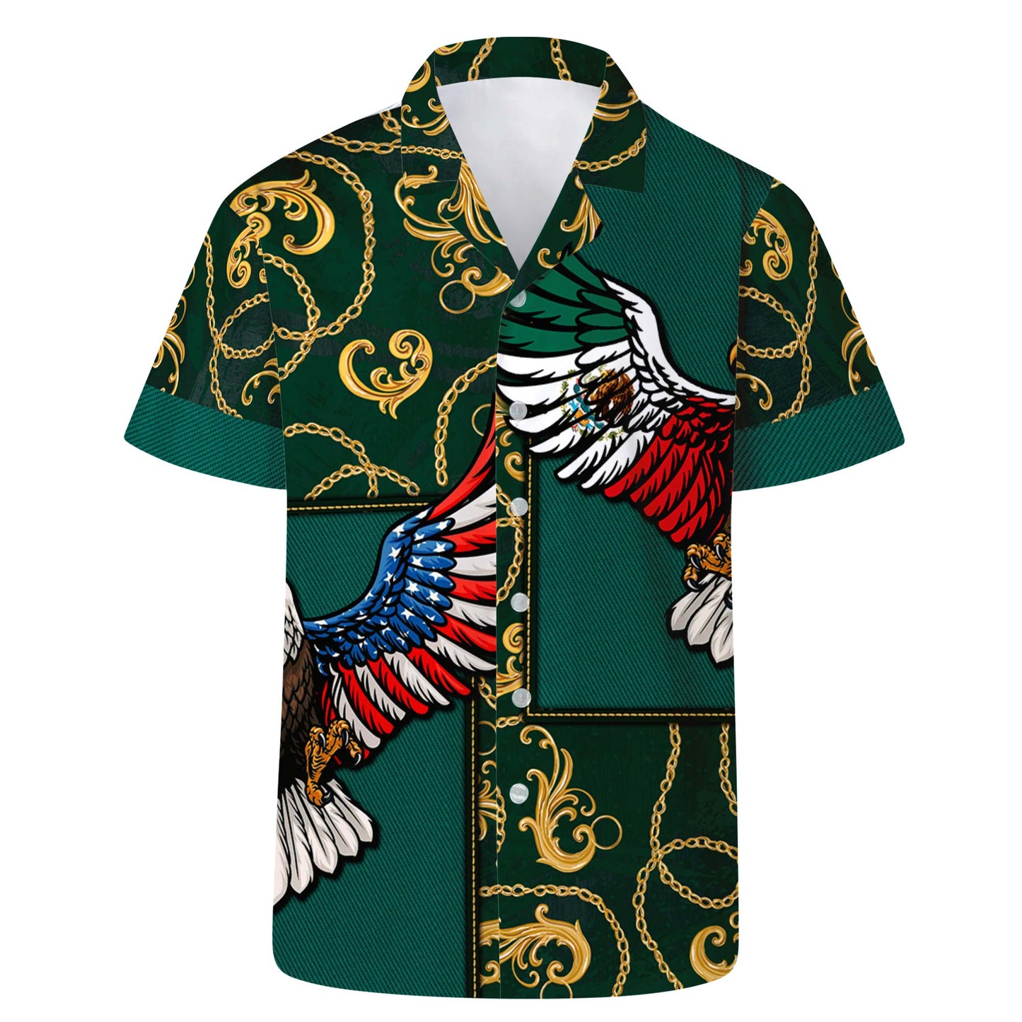 Espíritu americano, alma mexicana, orgulloso de mis raíces - Camisa hawaiana unisex personalizada - HW_MX48