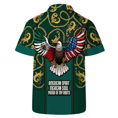 Espíritu americano, alma mexicana, orgulloso de mis raíces - Camisa hawaiana unisex personalizada - HW_MX48