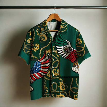 Espíritu americano, alma mexicana, orgulloso de mis raíces - Camisa hawaiana unisex personalizada - HW_MX48