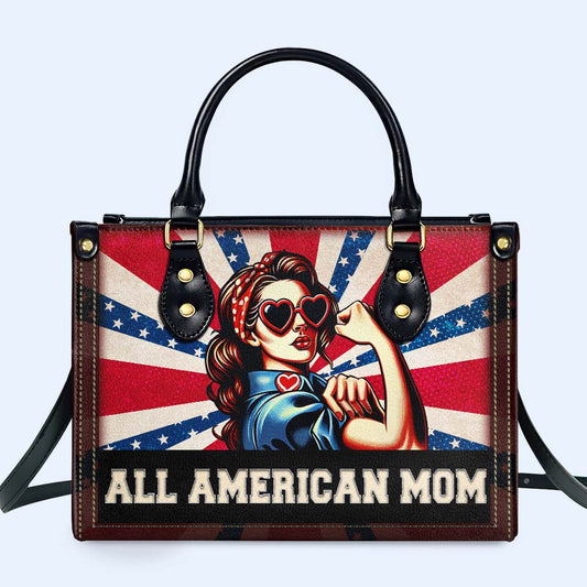 All American Mom - Bolso de mano de cuero personalizado - IND10