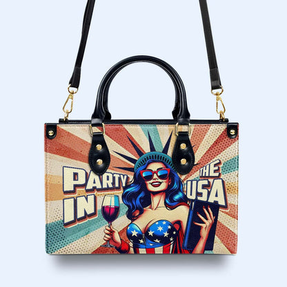 Party In The USA - Personalized Custom Leather Handbag - IND15