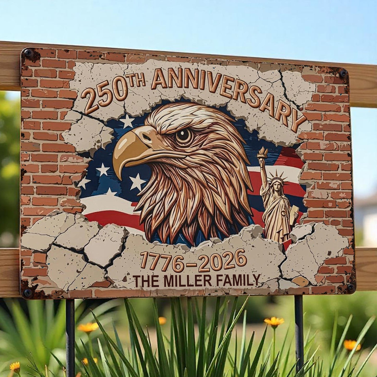 250th Anniversary Celebrating With Eagle And American Flag