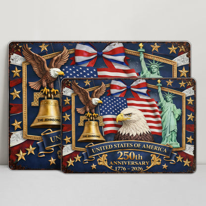United States Of America Anniversary Bald Eagle Flag And Statue Of Liberty
