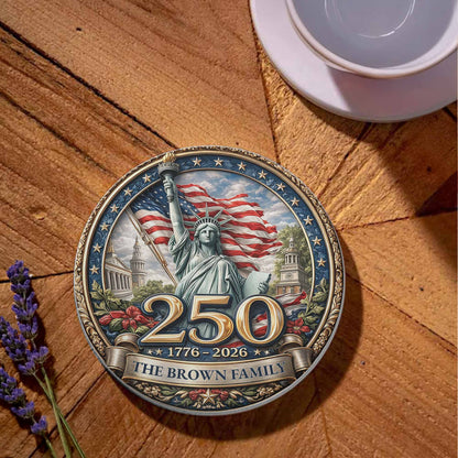 The Family Statue Of Liberty With American Flag And Stars