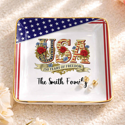 250 Years Of Freedom With Flag And Flowers