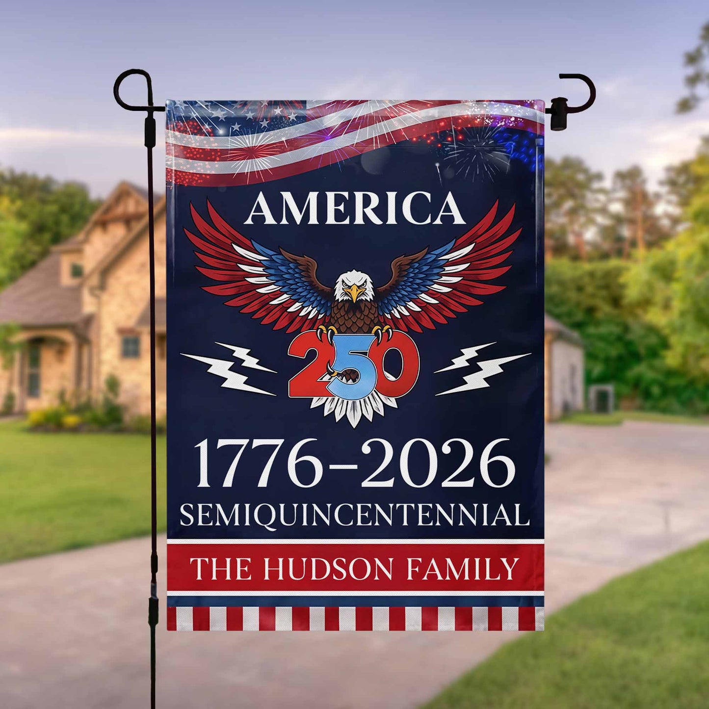 Celebrate The Spirit Of America With Eagle And Fireworks Flag