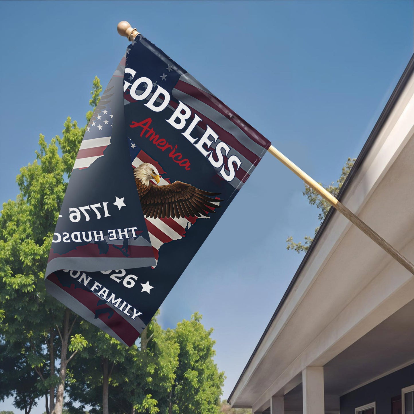 God Bless America With Eagle And American Flag