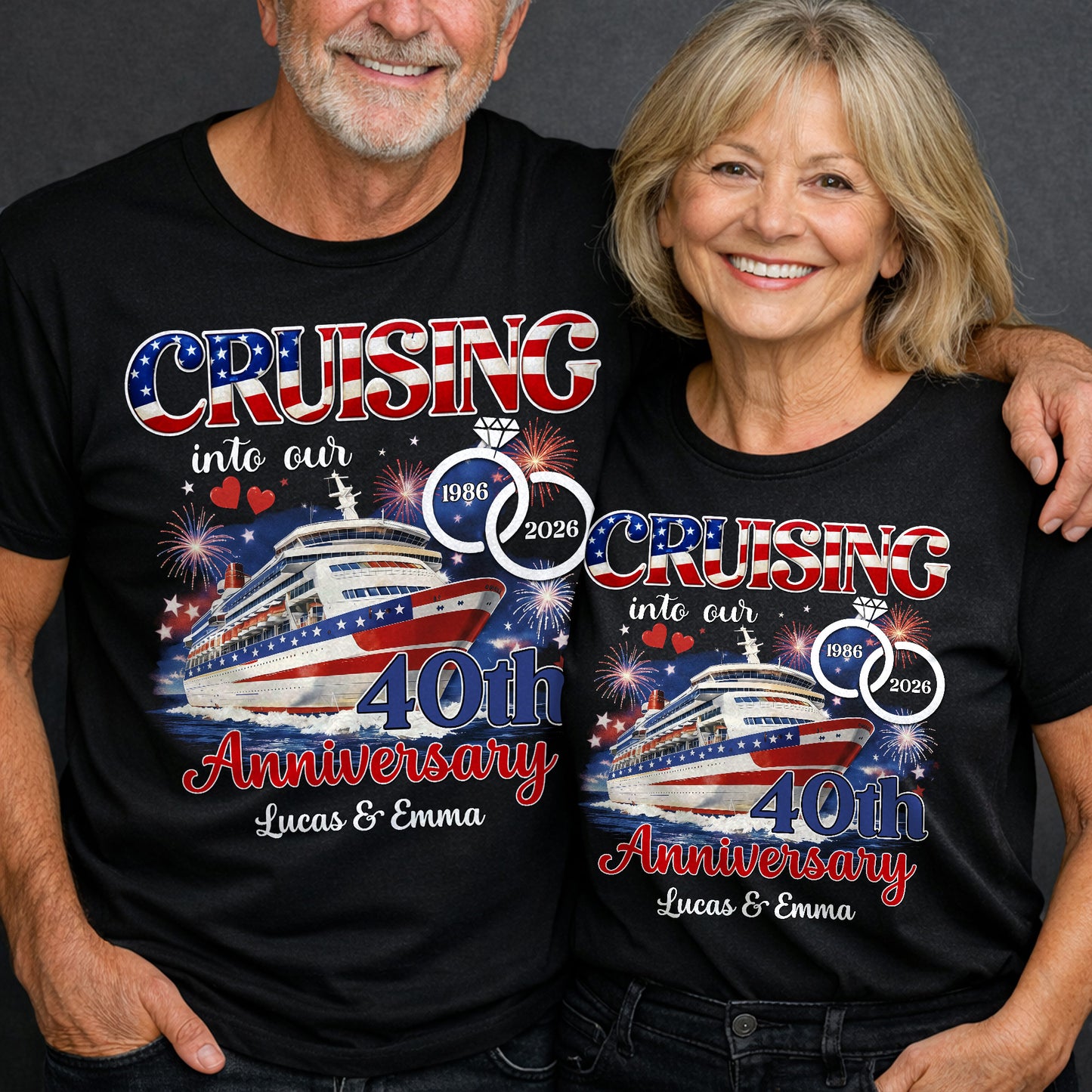 Cruising Into Our Anniversary Ship And Wedding Rings - Personalized Custom Unisex T-shirt, Hoodie - INDE033_BBAS