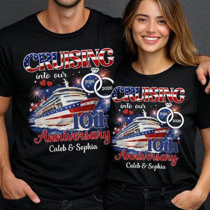 Cruising Into Our Anniversary Ship And Wedding Rings - Personalized Custom Unisex T-shirt, Hoodie - INDE033_BBAS