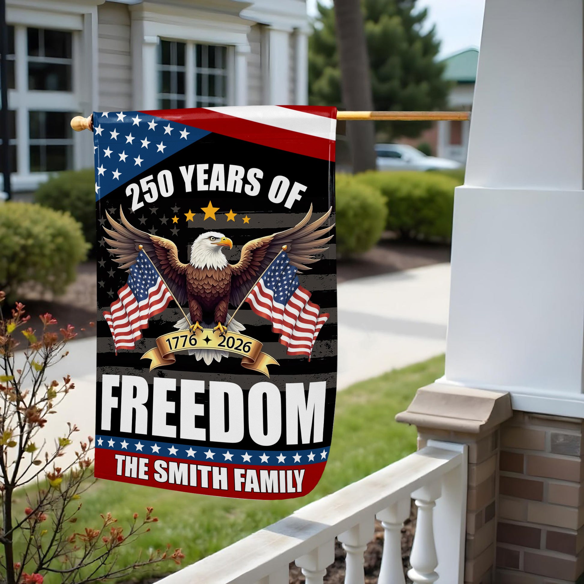 250 Years Of Freedom Eagle And American Flags