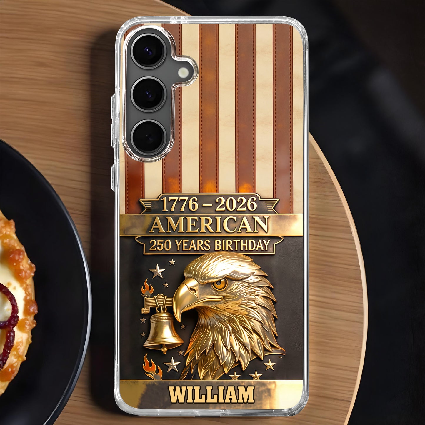 American 250 Years Birthday With Eagle and Liberty Bell - Personalized Clear Phone Case - INDE037_PHC