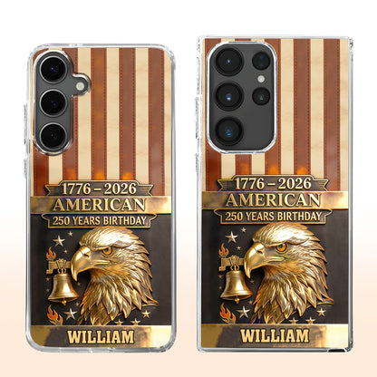 American 250 Years Birthday With Eagle and Liberty Bell - Personalized Clear Phone Case - INDE037_PHC