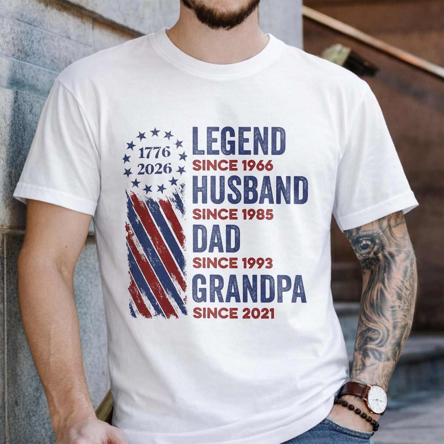Legend Husband Dad Grandpa Patriotic Stars And Stripes Design