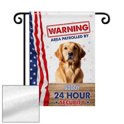 Warning Area Patrolled By 24 Hour Security Patriotic Dog