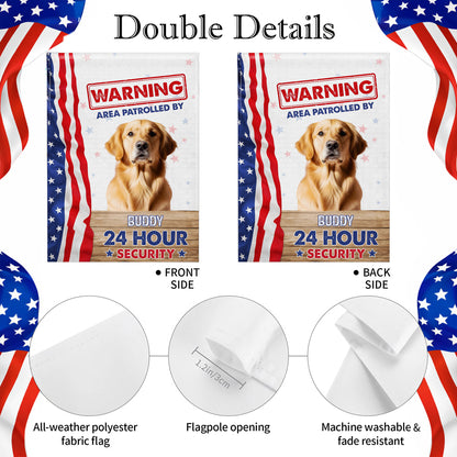Warning Area Patrolled By 24 Hour Security Patriotic Dog