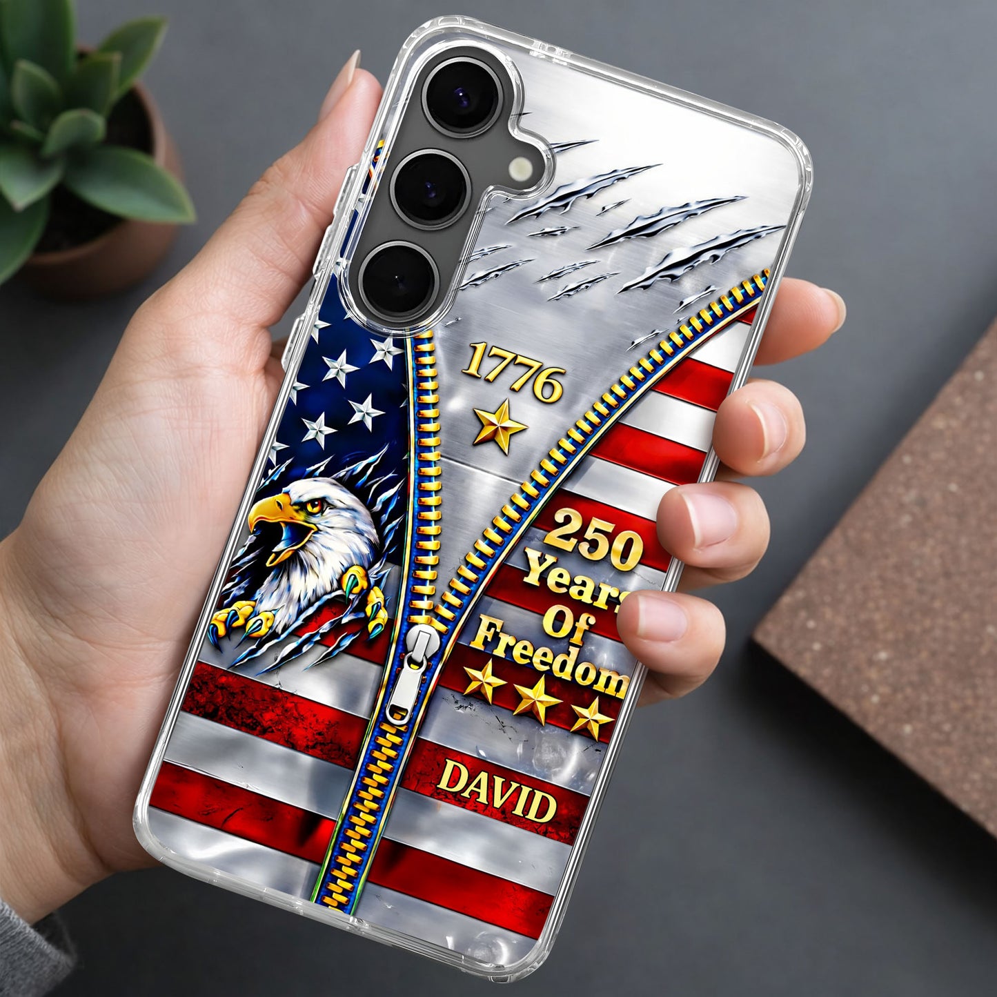 Years Of Freedom American Flag Eagle With Zipper