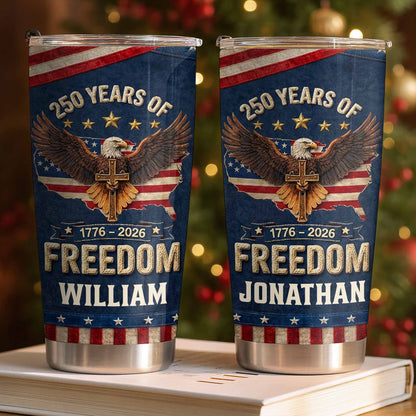 Freedom Bald Eagle Holding Cross With American Flag Map