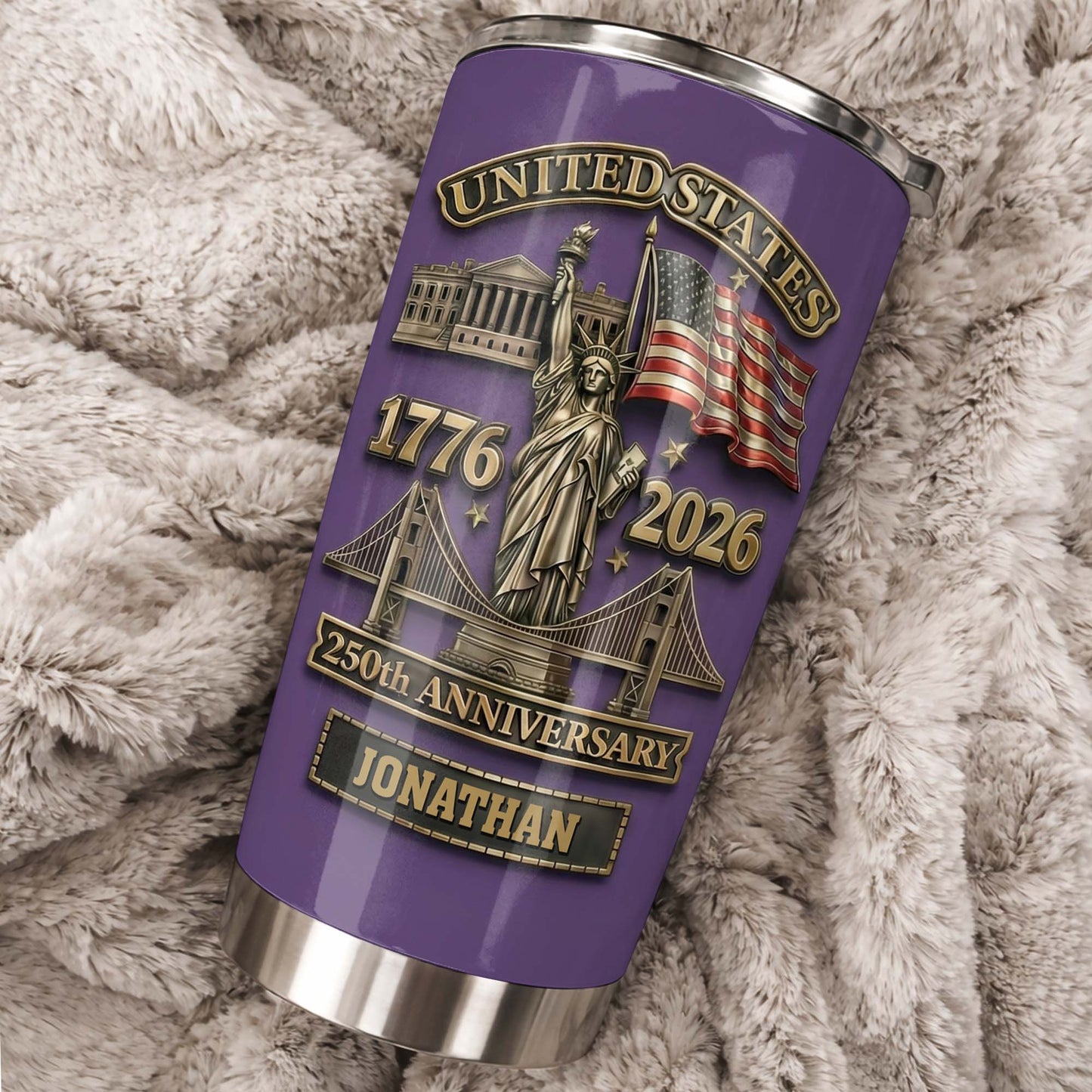 United States 250th Anniversary With Statue Of Liberty And US Flag