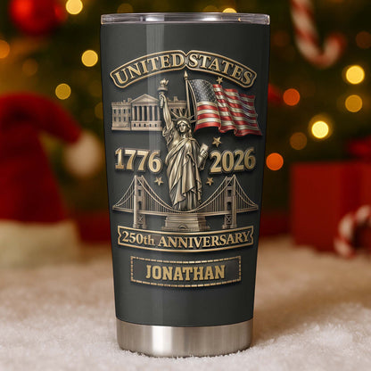 United States 250th Anniversary With Statue Of Liberty And US Flag