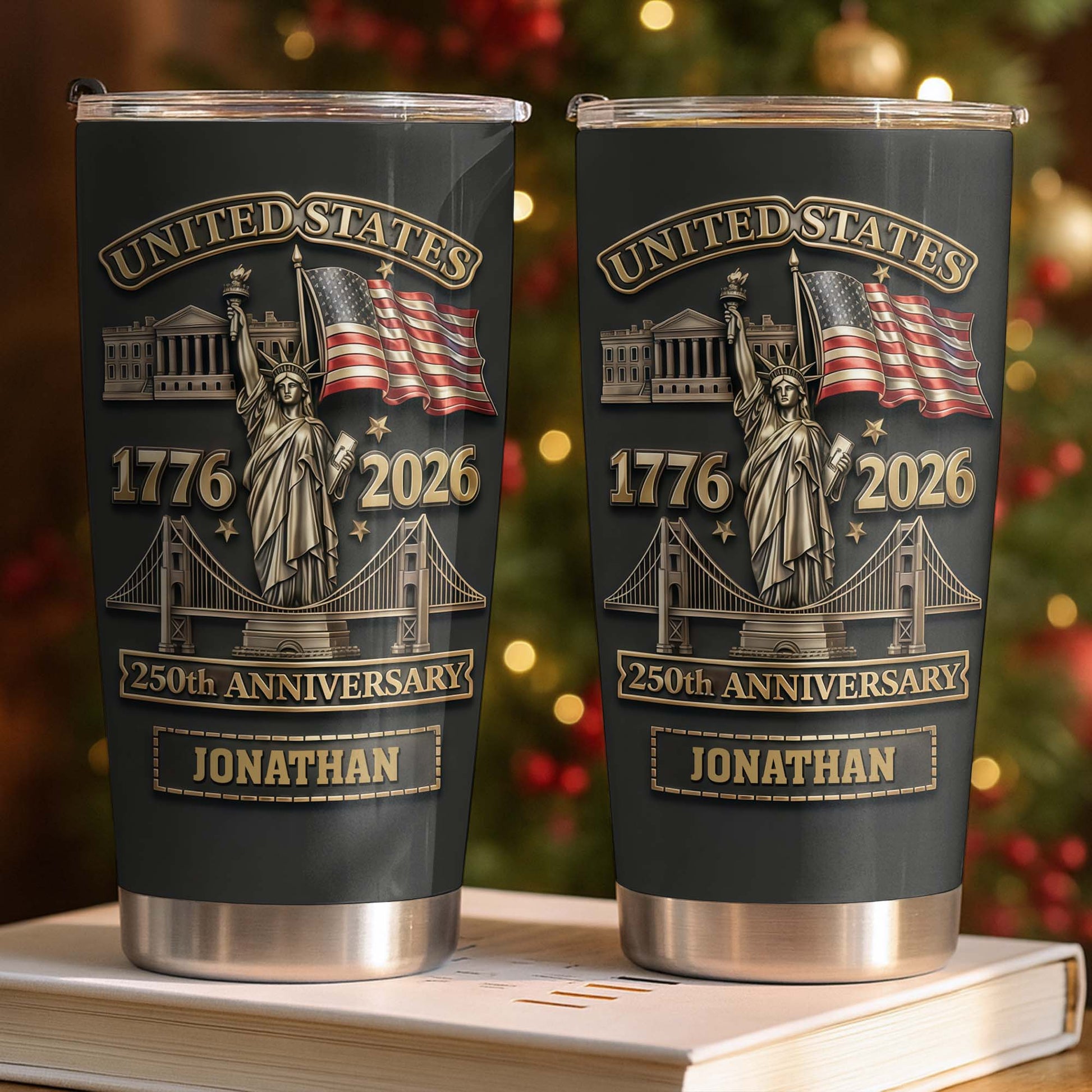 United States 250th Anniversary With Statue Of Liberty And US Flag