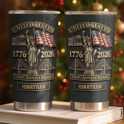 United States 250th Anniversary With Statue Of Liberty And US Flag