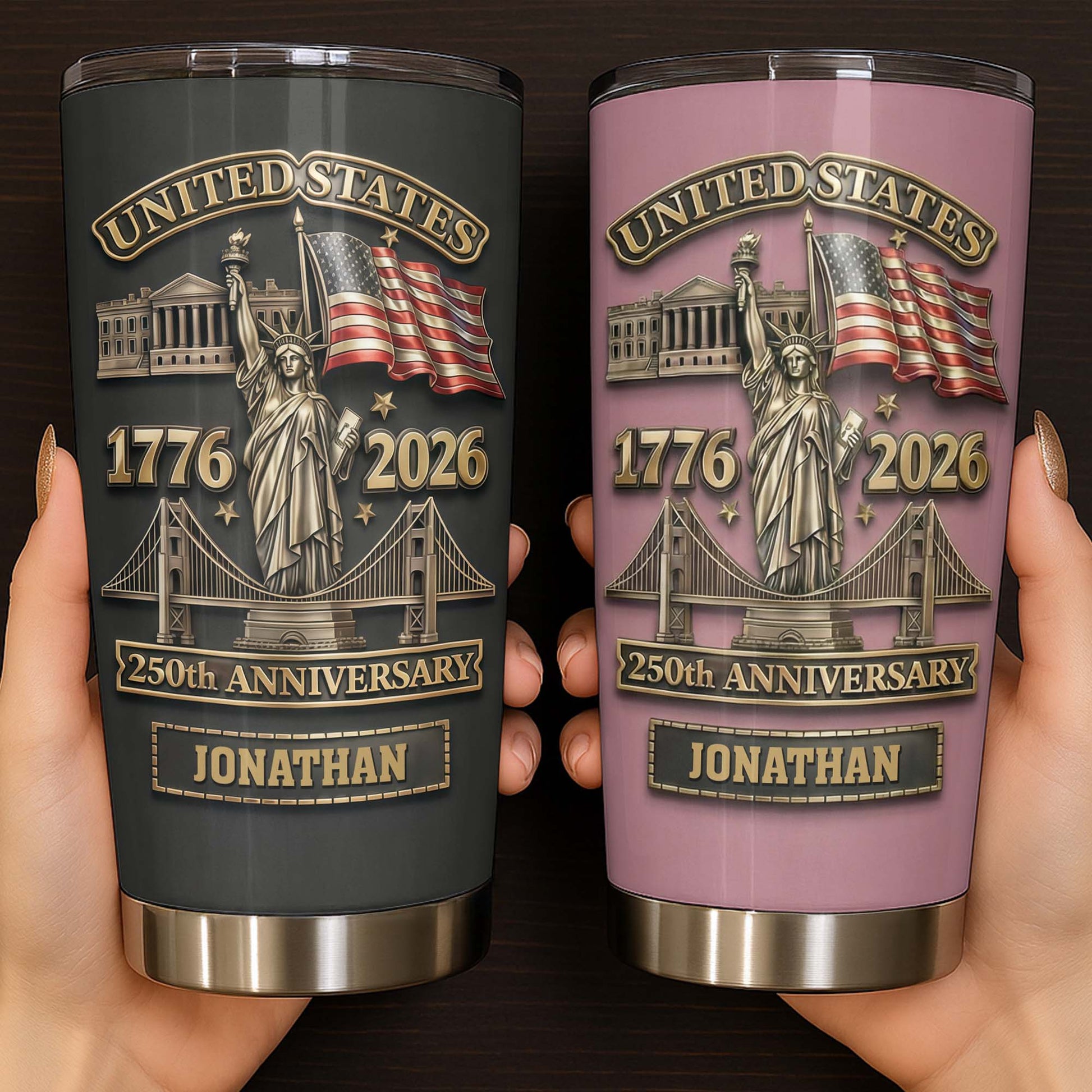 United States 250th Anniversary With Statue Of Liberty And US Flag