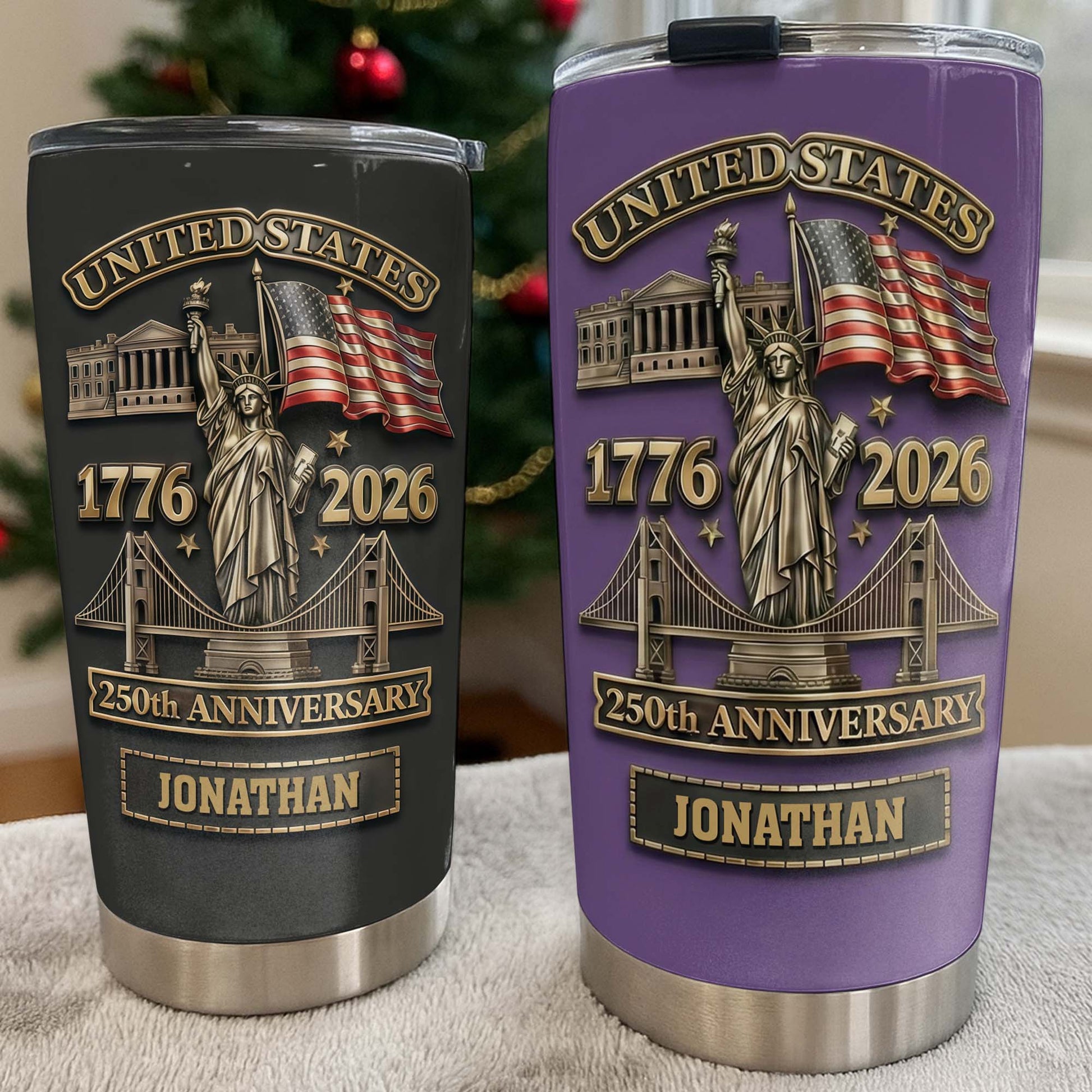 United States 250th Anniversary With Statue Of Liberty And US Flag