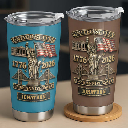 United States 250th Anniversary With Statue Of Liberty And US Flag