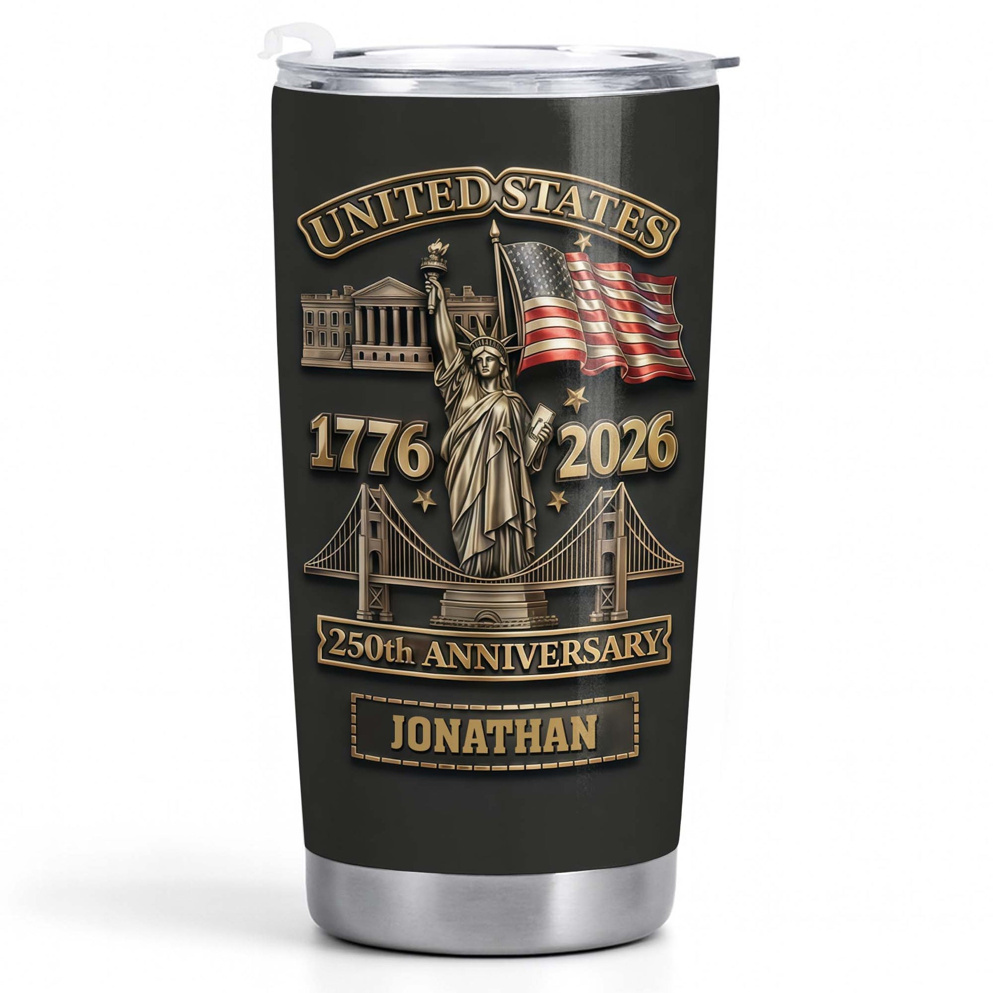 United States 250th Anniversary With Statue Of Liberty And US Flag