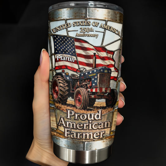 United States Of America Proud American Farmer Patriotic Tractor - Personalized Custom Stainless Steel Tumbler 20oz 30oz - INDE062_TB