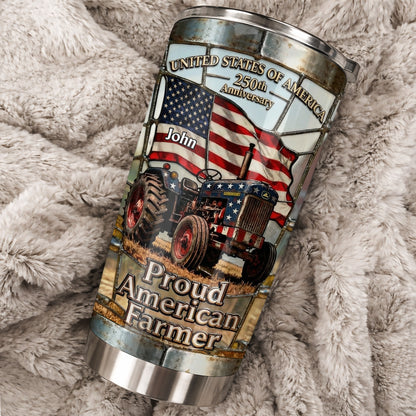 United States Of America Proud American Farmer Patriotic Tractor - Personalized Custom Stainless Steel Tumbler 20oz 30oz - INDE062_TB