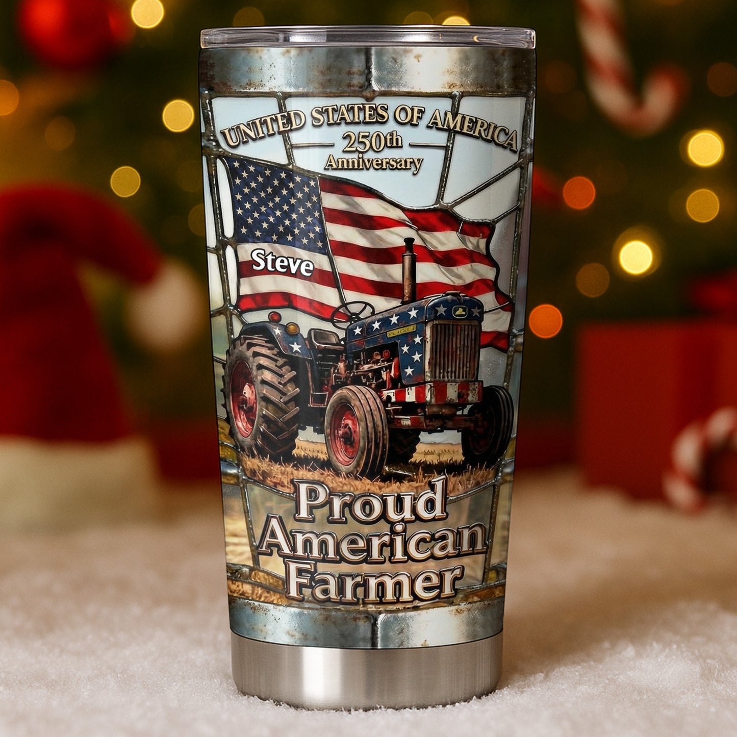 United States Of America Proud American Farmer Patriotic Tractor - Personalized Custom Stainless Steel Tumbler 20oz 30oz - INDE062_TB