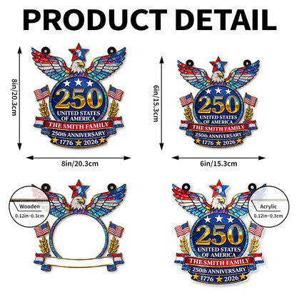 United States Of America Anniversary Eagle And American Flag - Personalized Custom Suncatcher - INDE099_CSUN