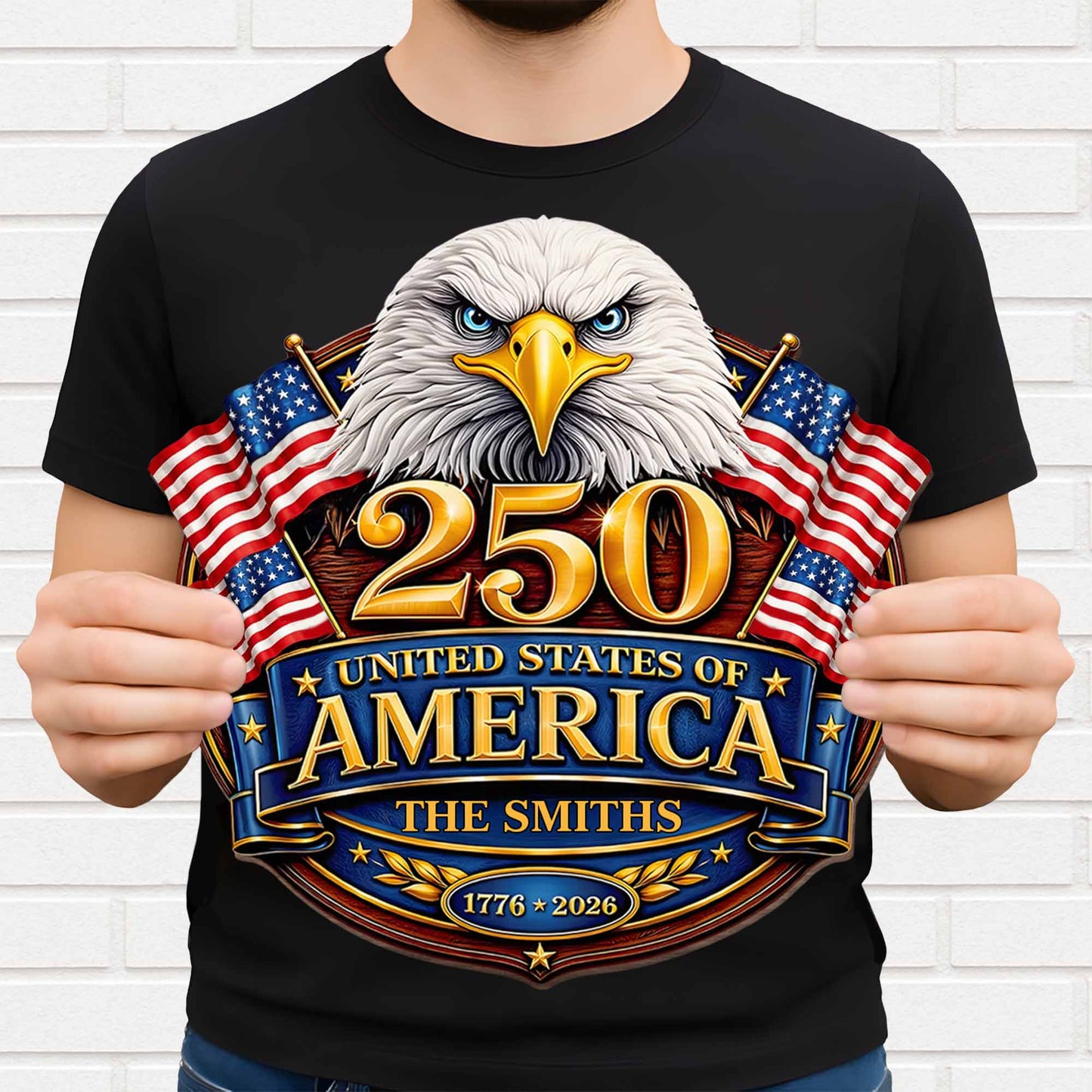 United States Of America Eagle And American Flag Patriotic Decor - Personalized Custom Shaped Wood Sign - INDE106_WSIGN