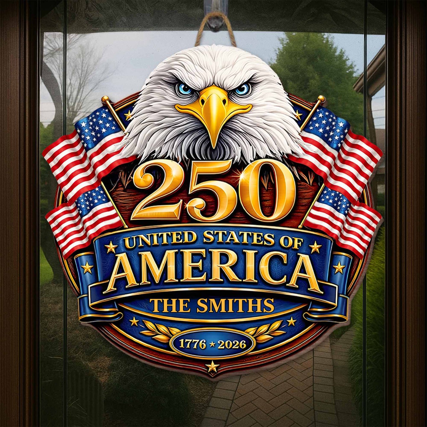 United States Of America Eagle And American Flag Patriotic Decor - Personalized Custom Shaped Wood Sign - INDE106_WSIGN