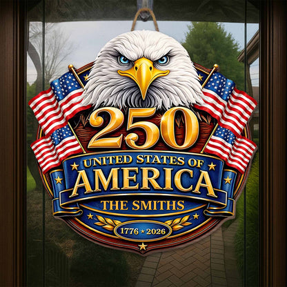 United States Of America Eagle And American Flag Patriotic Decor - Personalized Custom Shaped Wood Sign - INDE106_WSIGN