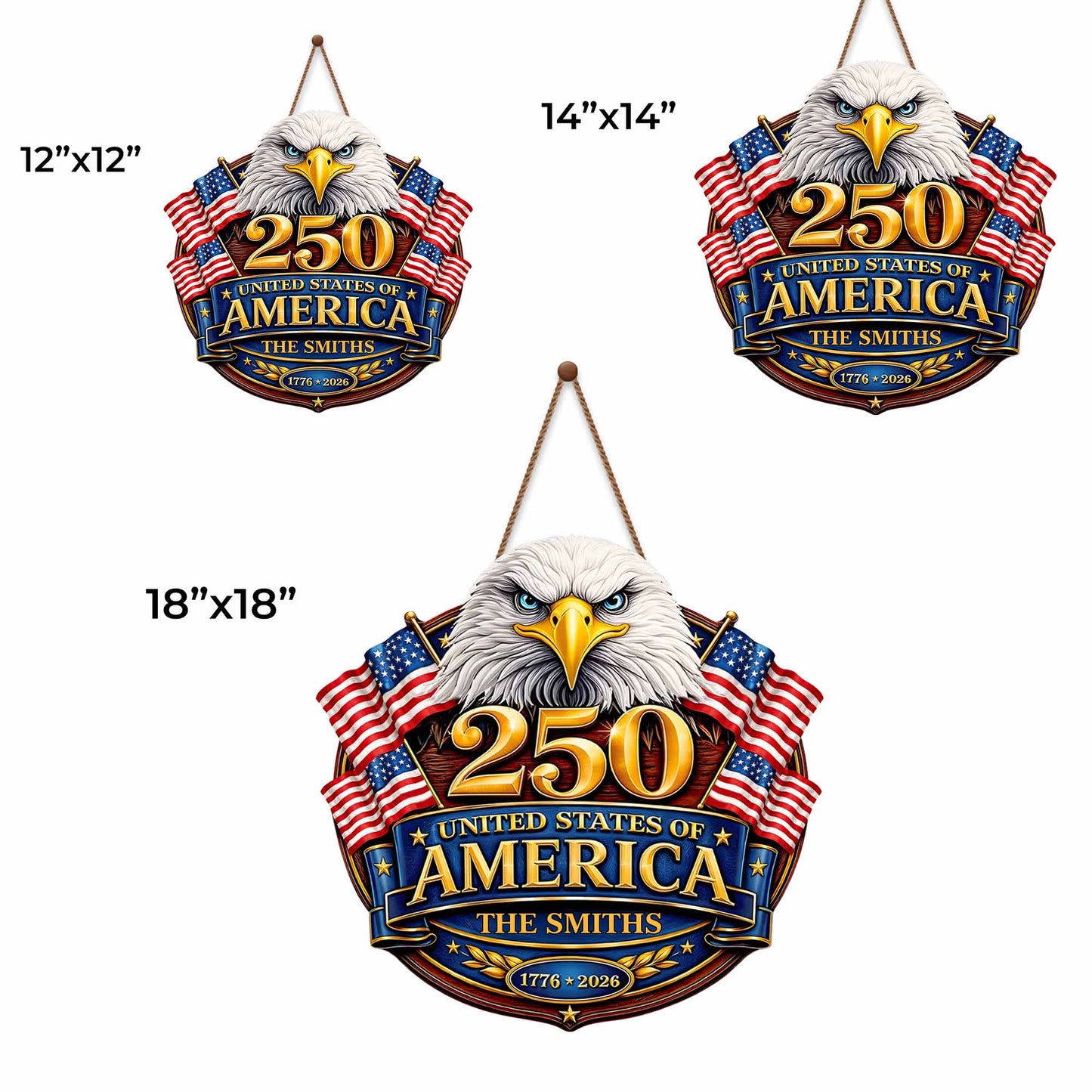 United States Of America Eagle And American Flag Patriotic Decor - Personalized Custom Shaped Wood Sign - INDE106_WSIGN