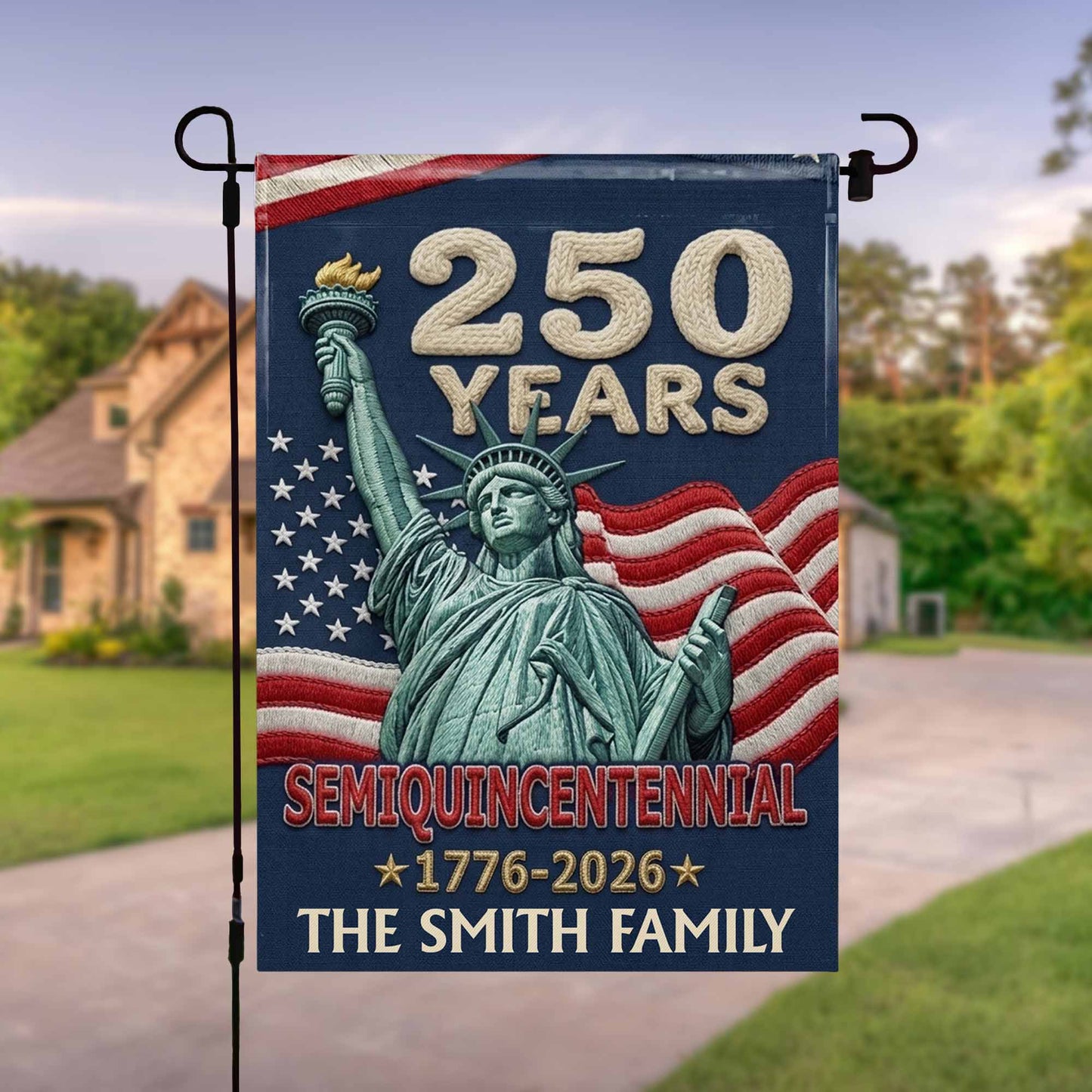 250 Years Semiquincentennial Statue Of Liberty Family American Flag - Personalized Flag - INDE124_GAF