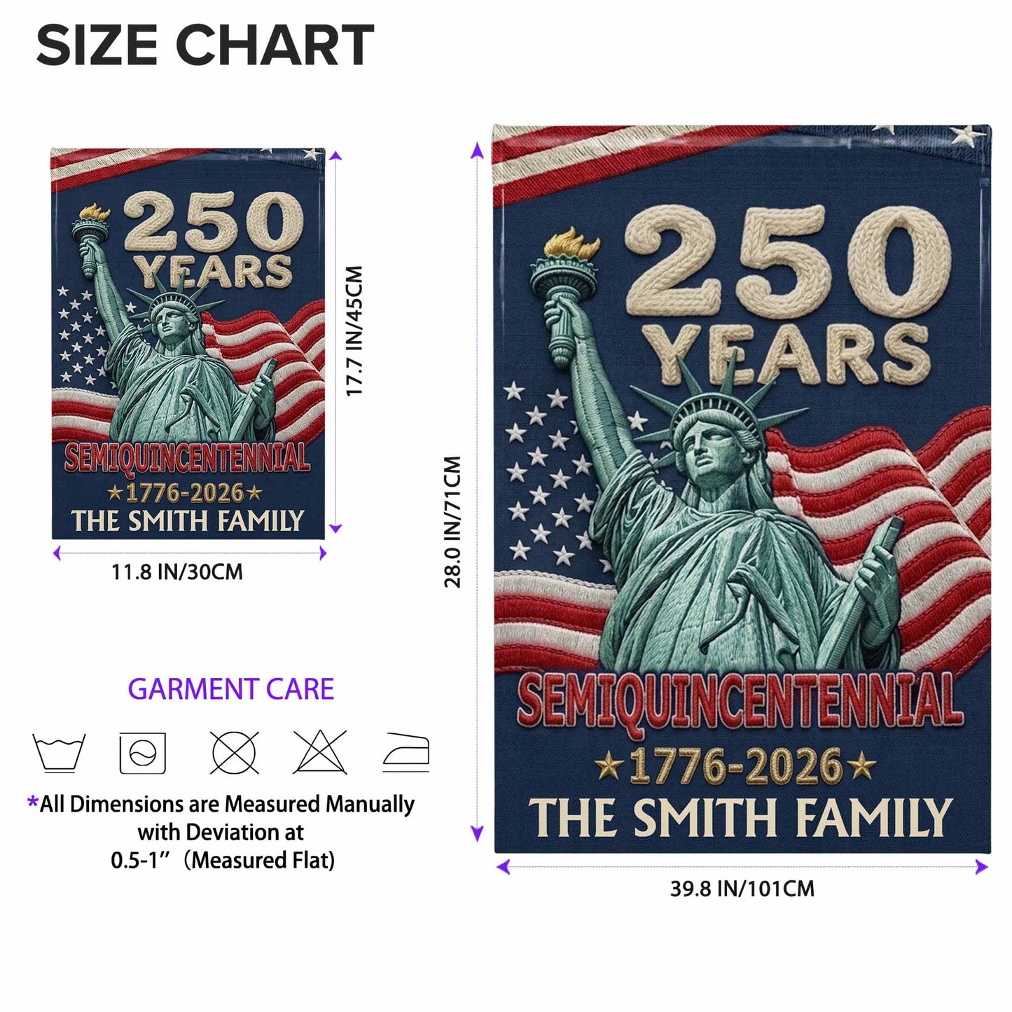 250 Years Semiquincentennial Statue Of Liberty Family American Flag - Personalized Flag - INDE124_GAF