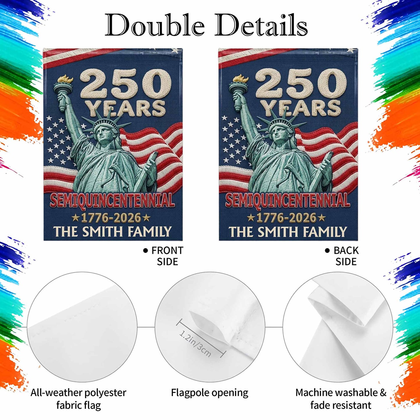 250 Years Semiquincentennial Statue Of Liberty Family American Flag - Personalized Flag - INDE124_GAF