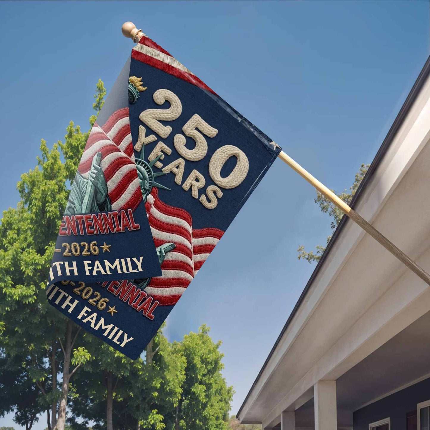 250 Years Semiquincentennial Statue Of Liberty Family American Flag - Personalized Flag - INDE124_GAF