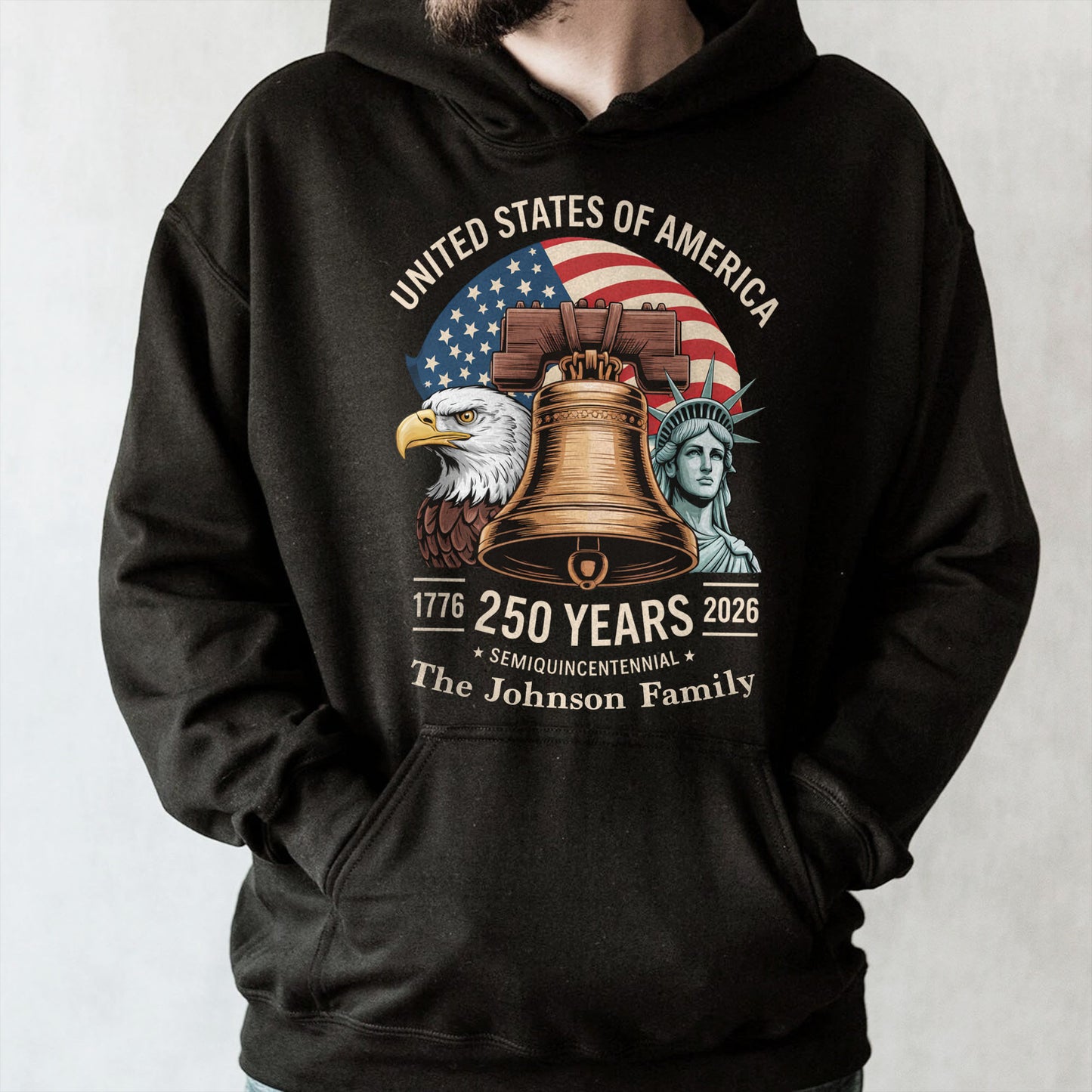 United States Of America Semiquincentennial Patriotic Liberty Bell And Eagle - Personalized Custom Unisex T-shirt, Hoodie - INDE140_BBAS