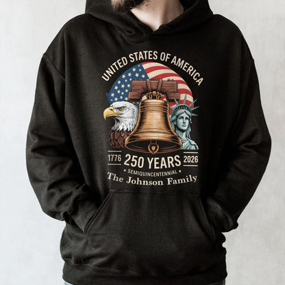 United States Of America Semiquincentennial Patriotic Liberty Bell And Eagle - Personalized Custom Unisex T-shirt, Hoodie - INDE140_BBAS