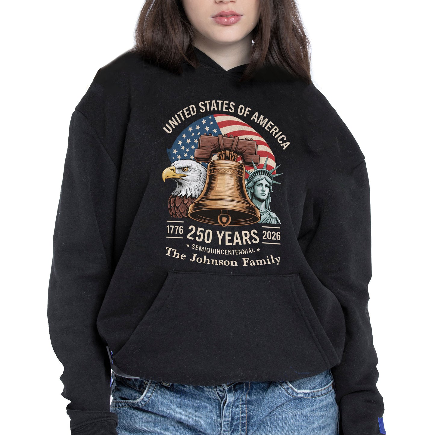 United States Of America Semiquincentennial Patriotic Liberty Bell And Eagle - Personalized Custom Unisex T-shirt, Hoodie - INDE140_BBAS