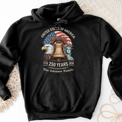 United States Of America Semiquincentennial Patriotic Liberty Bell And Eagle - Personalized Custom Unisex T-shirt, Hoodie - INDE140_BBAS