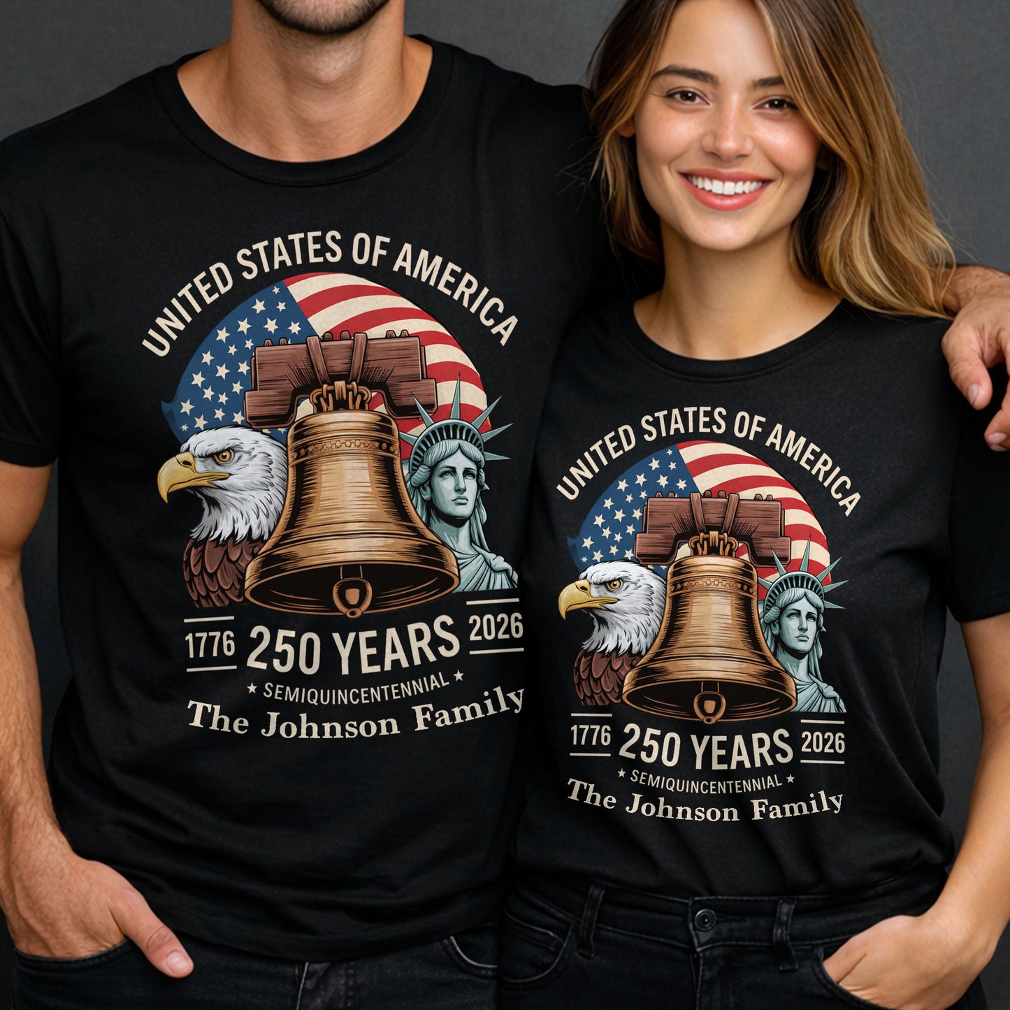 United States Of America Semiquincentennial Patriotic Liberty Bell And Eagle - Personalized Custom Unisex T-shirt, Hoodie - INDE140_BBAS