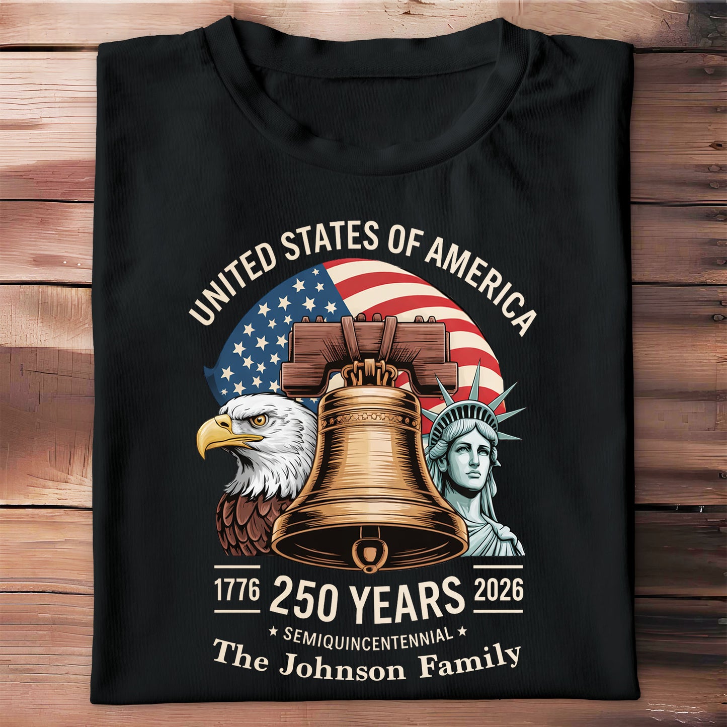 United States Of America Semiquincentennial Patriotic Liberty Bell And Eagle - Personalized Custom Unisex T-shirt, Hoodie - INDE140_BBAS
