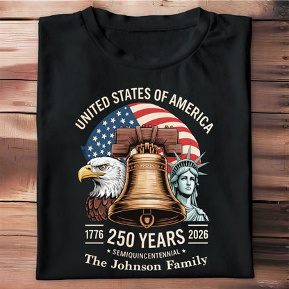 United States Of America Semiquincentennial Patriotic Liberty Bell And Eagle - Personalized Custom Unisex T-shirt, Hoodie - INDE140_BBAS